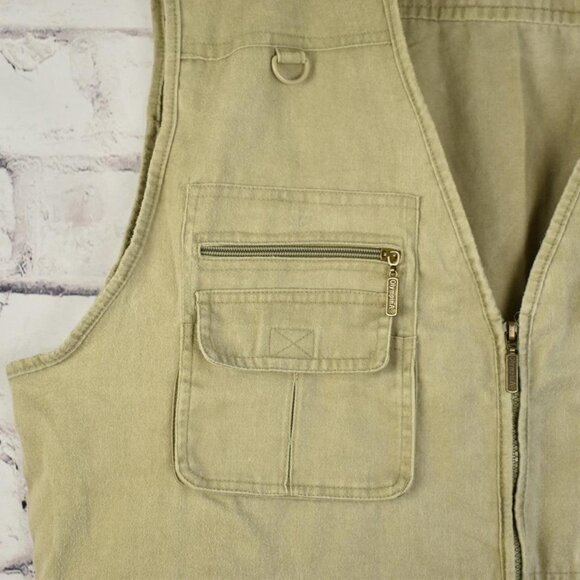 OlympinA Tan Cotton Twill Rugged Fishing Hunting Oversized Utility Vest XXL - Picture 3 of 8
